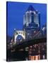 Downtown View from Allegheny Landing by 6th Street Bridge, Pittsburgh, Pennsylvania-Walter Bibikow-Stretched Canvas