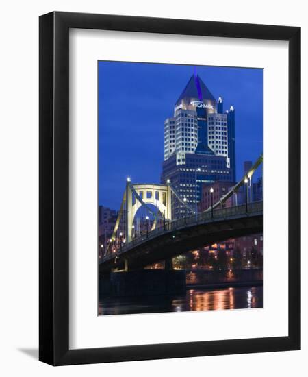 Downtown View from Allegheny Landing by 6th Street Bridge, Pittsburgh, Pennsylvania-Walter Bibikow-Framed Premium Photographic Print