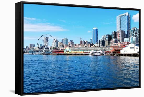 Downtown View from Ferry. Seattle, Wa-Iriana Shiyan-Framed Stretched Canvas