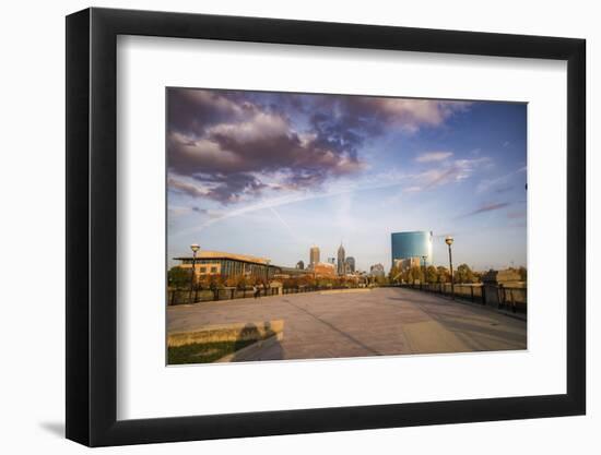 Downtown view from the bridge, White River State Park, Indianapolis, Indiana, USA.-Anna Miller-Framed Photographic Print