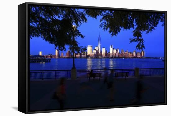 Downtown View from the Jersey City Waterfront-Stefano Amantini-Framed Stretched Canvas