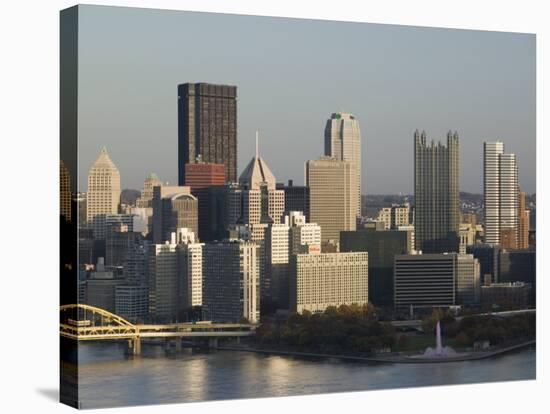 Downtown View from West End Overlook, Pittsburgh, Pennsylvania-Walter Bibikow-Stretched Canvas