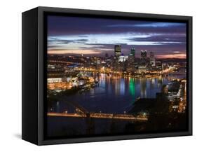 Downtown View from West End Overlook, Pittsburgh, Pennsylvania-Walter Bibikow-Framed Stretched Canvas