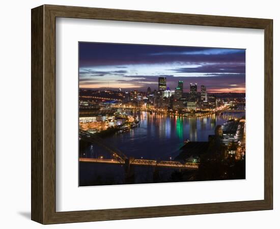 Downtown View from West End Overlook, Pittsburgh, Pennsylvania-Walter Bibikow-Framed Photographic Print