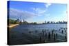 Downtown View with the Freedom Tower from the Hudson River Greenway-Stefano Amantini-Stretched Canvas