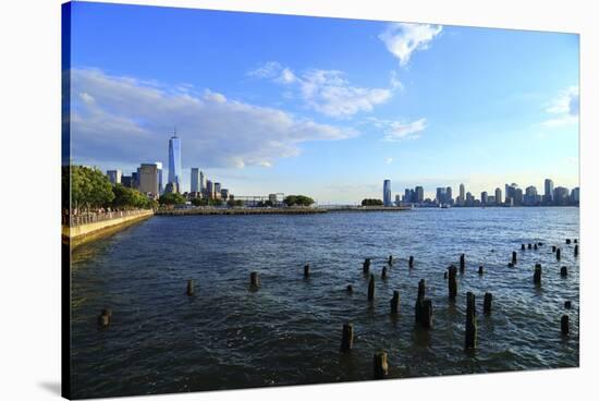 Downtown View with the Freedom Tower from the Hudson River Greenway-Stefano Amantini-Stretched Canvas