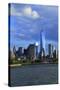 Downtown View with the Freedom Tower from the Hudson River Greenway-Stefano Amantini-Stretched Canvas