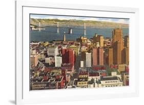 Downtown with Oakland Bay Bridge, San Francisco, California-null-Framed Art Print