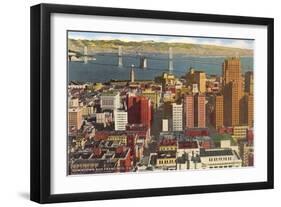 Downtown with Oakland Bay Bridge, San Francisco, California-null-Framed Art Print