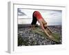 Downward Dog Yoga Pose on the Beach of Lincoln Park - West Seattle, Washington-Dan Holz-Framed Photographic Print