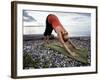 Downward Dog Yoga Pose on the Beach of Lincoln Park - West Seattle, Washington-Dan Holz-Framed Photographic Print