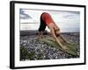 Downward Dog Yoga Pose on the Beach of Lincoln Park - West Seattle, Washington-Dan Holz-Framed Photographic Print