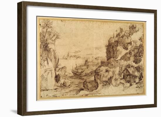 Downward View of a Fortified Harbour-Agostino Carracci-Framed Giclee Print