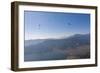 Dozens of Paragliders Enjoy Amazing Views of the Himalayas Above Phewa Lake, Nepal, Asia-Alex Treadway-Framed Photographic Print