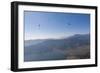 Dozens of Paragliders Enjoy Amazing Views of the Himalayas Above Phewa Lake, Nepal, Asia-Alex Treadway-Framed Photographic Print