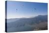 Dozens of Paragliders Enjoy Amazing Views of the Himalayas Above Phewa Lake, Nepal, Asia-Alex Treadway-Stretched Canvas