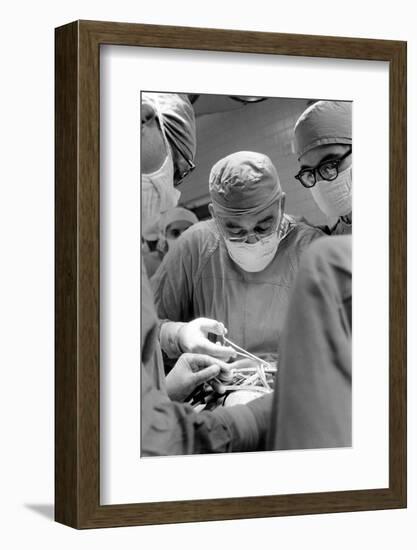 Dr. Adrian Kantrowitz in Surgery. Brooklyn, NY June 1966-Ralph Morse-Framed Photographic Print