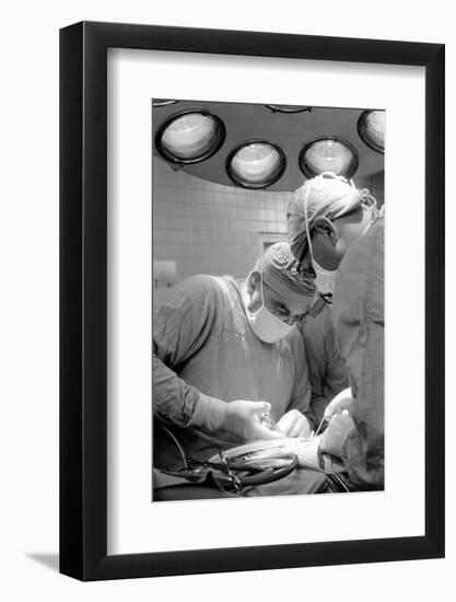 Dr. Adrian Kantrowitz in Surgery. Brooklyn, NY June 1966-Ralph Morse-Framed Photographic Print