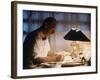 Dr. Albert Schweitzer at His Desk in His Small Office at the Lambarene Compound-George Silk-Framed Premium Photographic Print