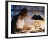 Dr. Albert Schweitzer at His Desk in His Small Office at the Lambarene Compound-George Silk-Framed Premium Photographic Print