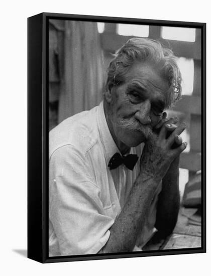 Dr. Albert Schweitzer, Medical Missionary and Humanitarian, Sitting in His Famous Hospital-null-Framed Stretched Canvas