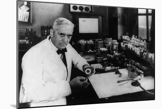 Dr. Alexander Flemings Discover of the Antibiotic Penicillin-null-Mounted Photo