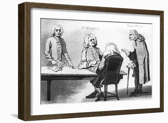 Dr Arbuthnot and Count Viviani in Button's coffee house-William Hogarth-Framed Giclee Print