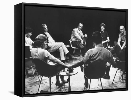 Dr. Carl Rogers During Group Therapy Session-Michael Rougier-Framed Stretched Canvas