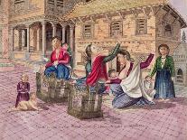 T.959 Newar Women Making Thread with the Instrument Called a Chirkaha, Nepal, 1854-Dr. Henry Ambrose Oldfield-Giclee Print