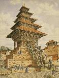 T622 the Temple of Devee Bhagwari, Bhatgaan, Braktapur, Built 1703, 1852-60-Dr. Henry Ambrose Oldfield-Framed Giclee Print