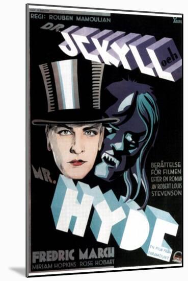 Dr. Jekyll and Mr. Hyde, Fredric March on Swedish Poster Art, 1931-null-Mounted Art Print