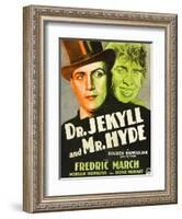 Dr. Jekyll and Mr. Hyde, Poster Art featuring Fredric March, 1931-null-Framed Art Print