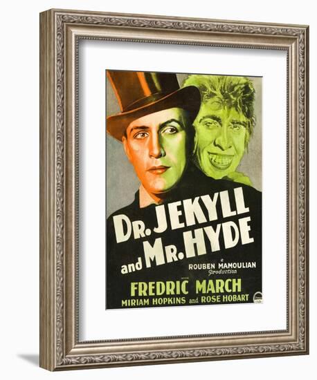 Dr. Jekyll and Mr. Hyde, Poster Art featuring Fredric March, 1931-null-Framed Art Print