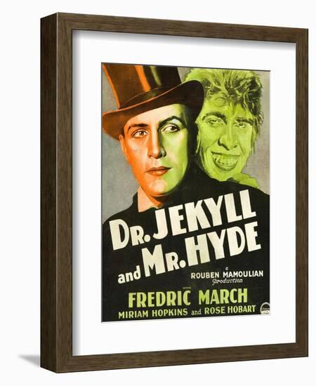 Dr. Jekyll and Mr. Hyde, Poster Art featuring Fredric March, 1931-null-Framed Art Print