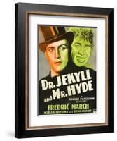 Dr. Jekyll and Mr. Hyde, Poster Art featuring Fredric March, 1931-null-Framed Art Print