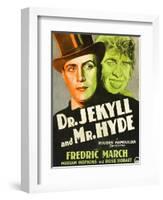 Dr. Jekyll and Mr. Hyde, Poster Art featuring Fredric March, 1931-null-Framed Art Print