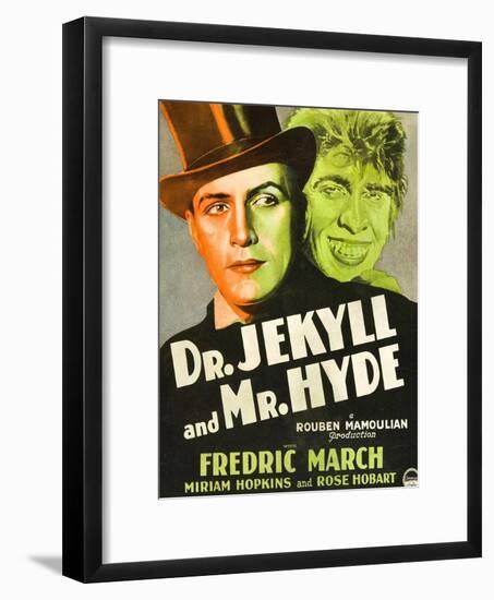 Dr. Jekyll and Mr. Hyde, Poster Art featuring Fredric March, 1931-null-Framed Art Print