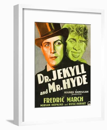 Dr. Jekyll and Mr. Hyde, Poster Art featuring Fredric March, 1931-null-Framed Art Print