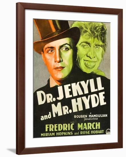 Dr. Jekyll and Mr. Hyde, Poster Art featuring Fredric March, 1931-null-Framed Art Print