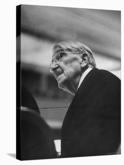 Dr. John Dewey Listening to Speaker at His 90th Birthday Celebration-Cornell Capa-Stretched Canvas