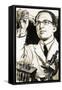 Dr. Jonas Salk, Creator of the Polio Vaccine, Looks at a Test Tube-null-Framed Stretched Canvas