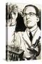 Dr. Jonas Salk, Creator of the Polio Vaccine, Looks at a Test Tube-null-Stretched Canvas