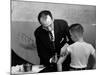 Dr. Jonas Salk Inoculating a Young Boy W. His New Polio Vaccine-null-Mounted Premium Photographic Print