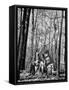 Dr. Liane Russell Camping with Husband Bill and Children in Woods Near their Home-Margaret Bourke-White-Framed Stretched Canvas