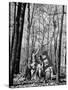 Dr. Liane Russell Camping with Husband Bill and Children in Woods Near their Home-Margaret Bourke-White-Stretched Canvas