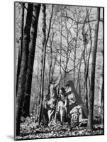 Dr. Liane Russell Camping with Husband Bill and Children in Woods Near their Home-Margaret Bourke-White-Mounted Photographic Print