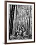 Dr. Liane Russell Camping with Husband Bill and Children in Woods Near their Home-Margaret Bourke-White-Framed Photographic Print