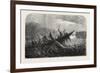 Dr. Livingstone's Missionary Travels and Researchers in South Africa: Boat Capsized by a Hippopotam-null-Framed Giclee Print