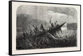 Dr. Livingstone's Missionary Travels and Researchers in South Africa: Boat Capsized by a Hippopotam-null-Framed Stretched Canvas