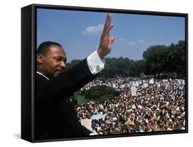 Dr. Martin Luther King Jr. Addressing Crowd of Demonstrators Outside Lincoln Memorial-Francis Miller-Framed Stretched Canvas